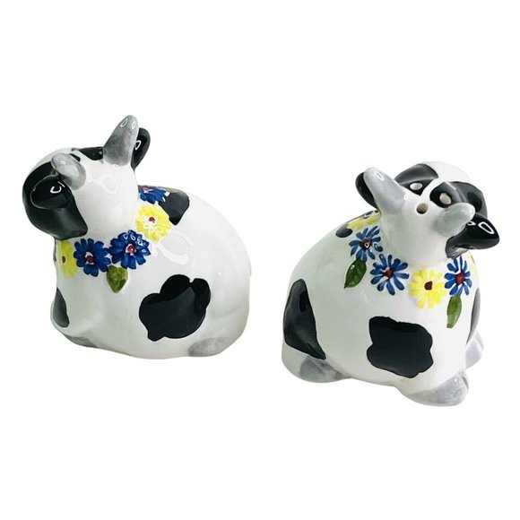 Salt & Pepper Shaker Set Spotted Cows Vintage WCL Ceramic 3.5" x 3" - Picture 3 of 5